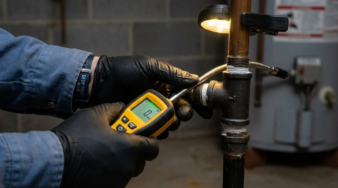 Gas leak detection with electronic sniffer by Johns Plumbing LLC in Willowbrook