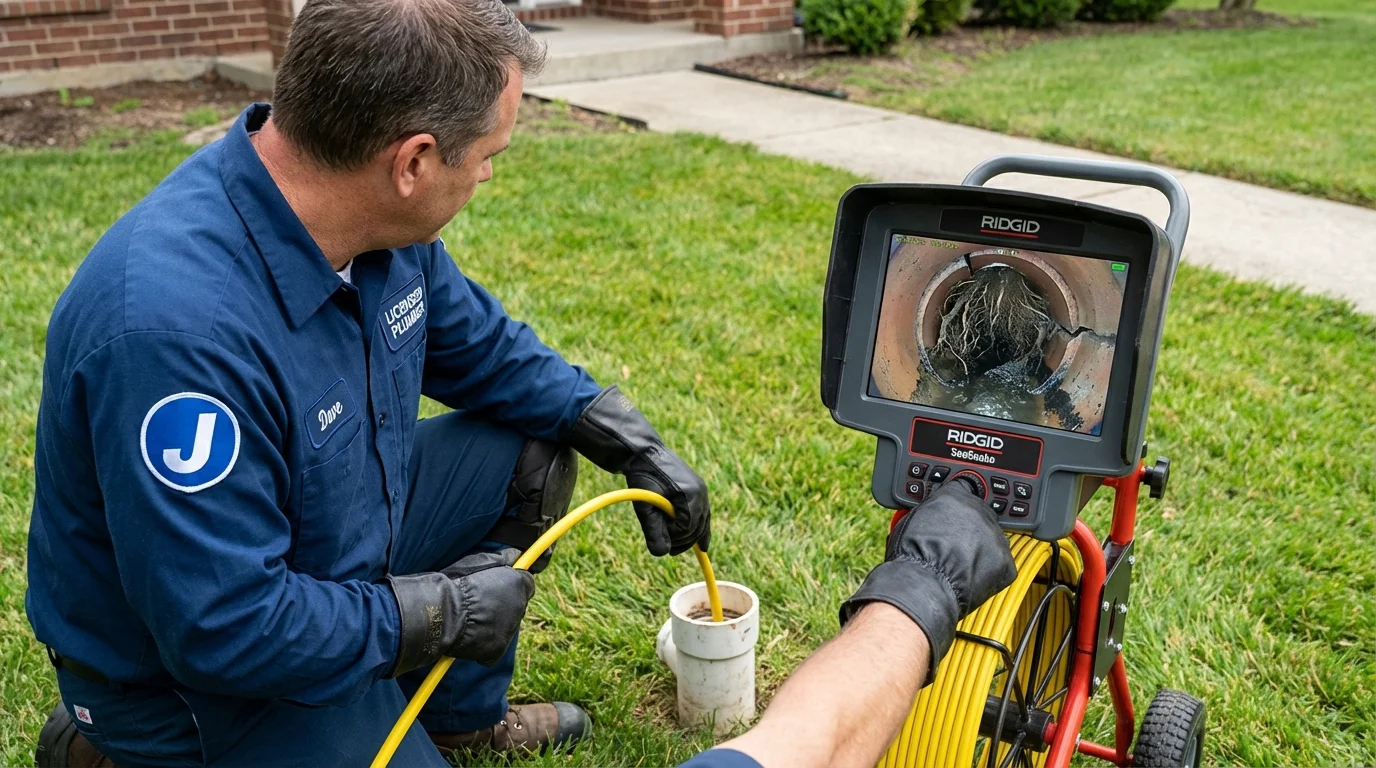 Sewer camera inspection being performed by Johns Plumbing LLC in Willowbrook
