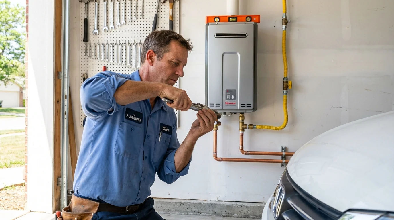 Tankless water heater installation by a Johns Plumbing LLC plumber in Willowbrook